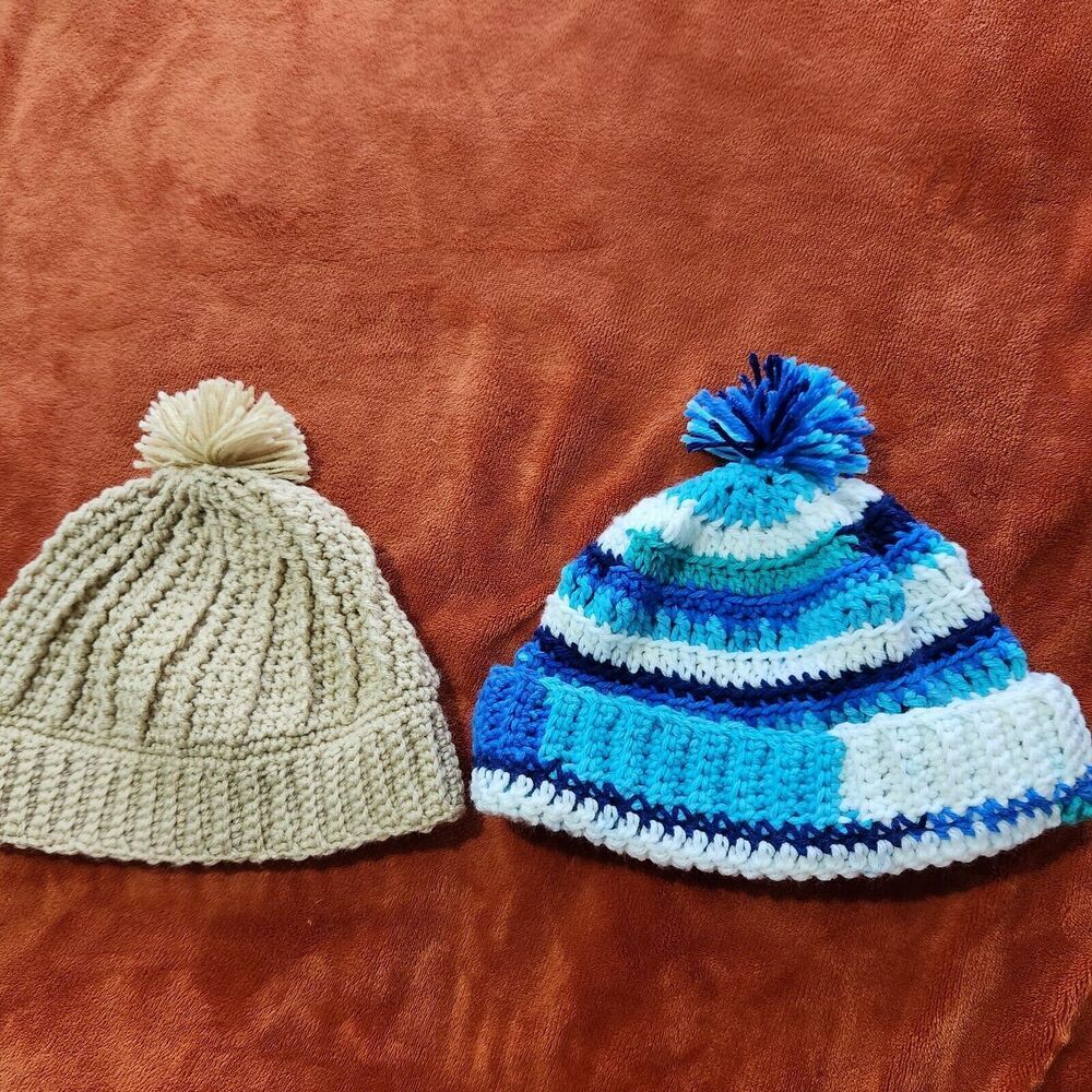 Handmade crochet hats Unisex 2pcs Warm Autumn Winter